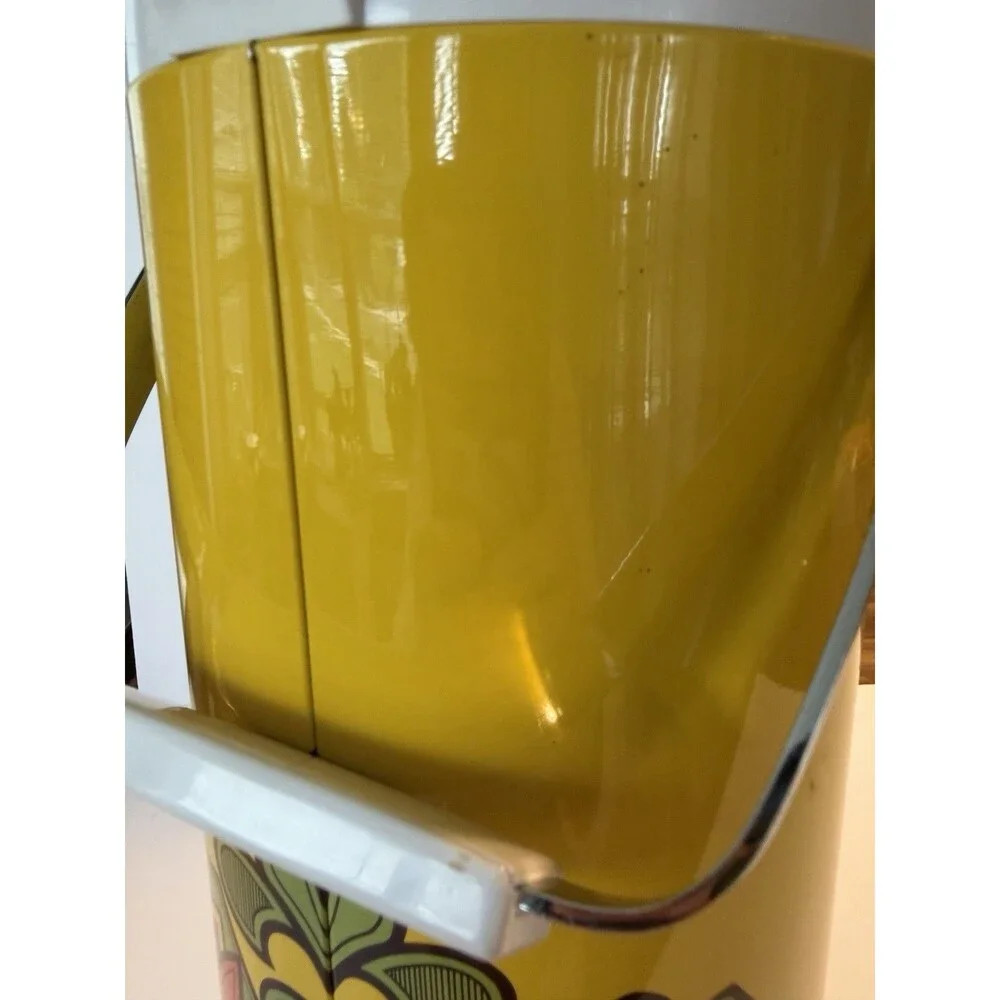 Vintage 70s Japan Airpot Pump Thermos MCM Mod Flower Power Yellow Green Orange
